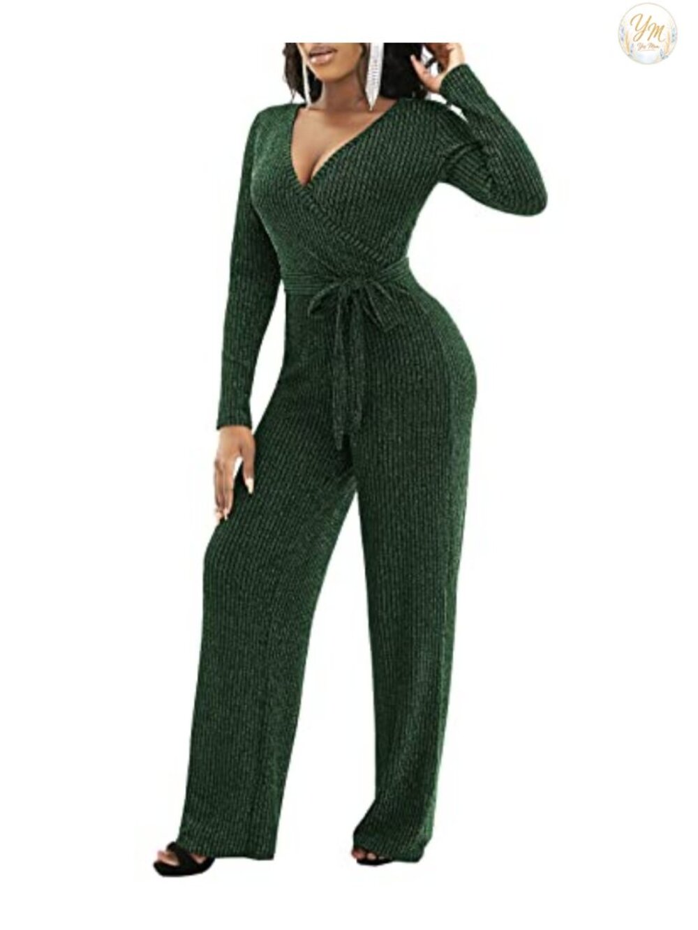 Women V-Neck Sequin Long Sleeve Jumpsuit Club Party Romper